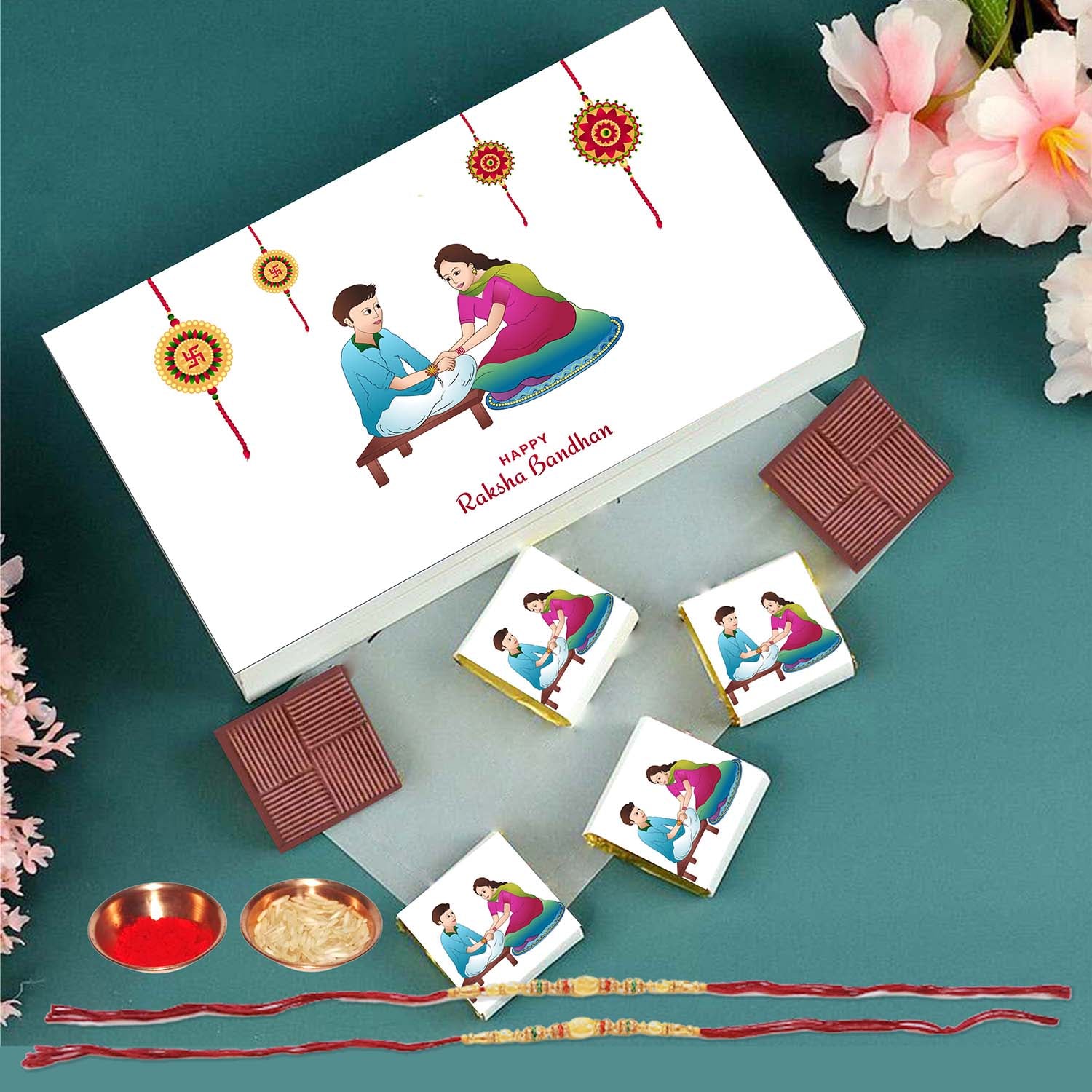 white chocolate gift box for your sister on this rakhi ]