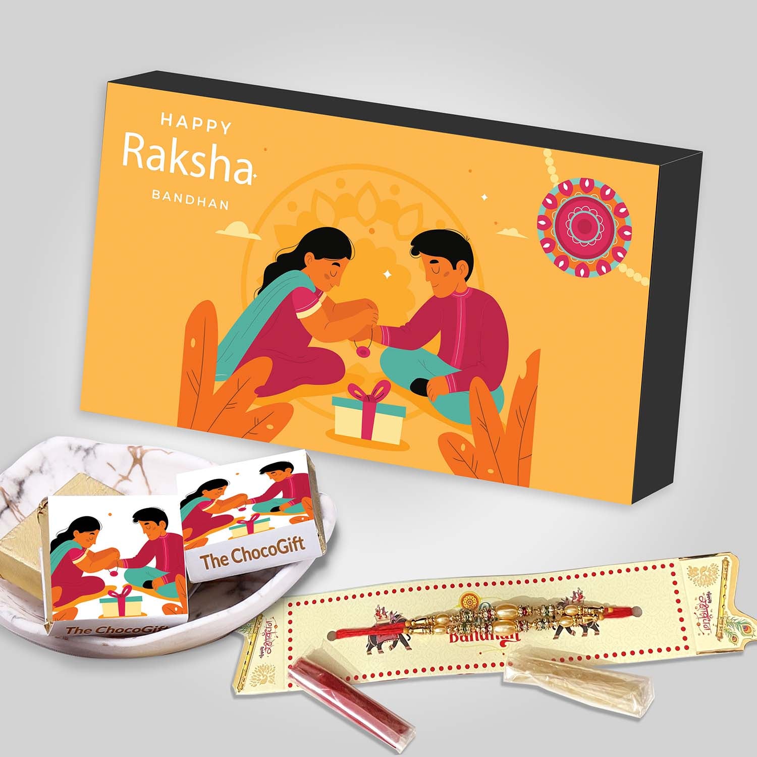 Rakhi Unity Pack Bonding Moments for Brother and Sister Chocolate box