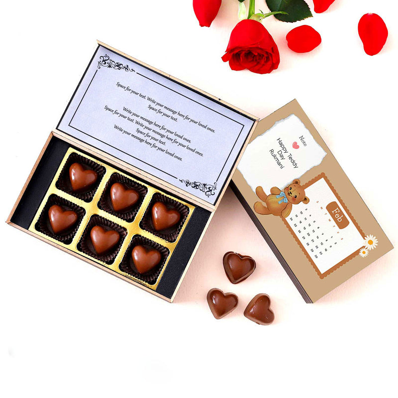 Personalized Teddy Day chocolate gift with photo/name printed
