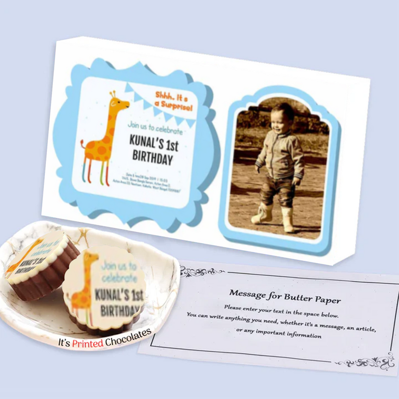 Giraffe Clipart Printed Chocolates birthday invitation