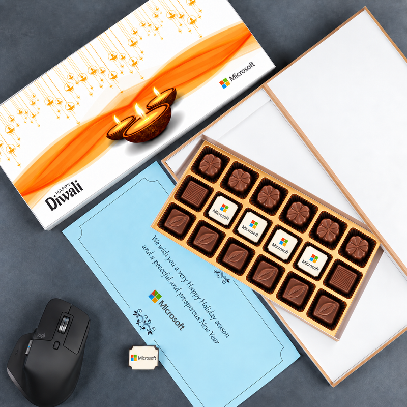 Diwali Chocolate Gift Box – 18 Chocolates  With Four Logo Printed  (Sample)