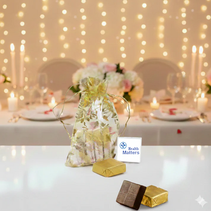 Personalized Golden Potli with Photo Printed Chocolate Gift (Pack of 5)