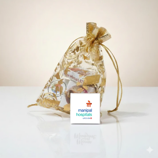 Customized Chocolate Potli Gift with Golden Wrap & Photo Print