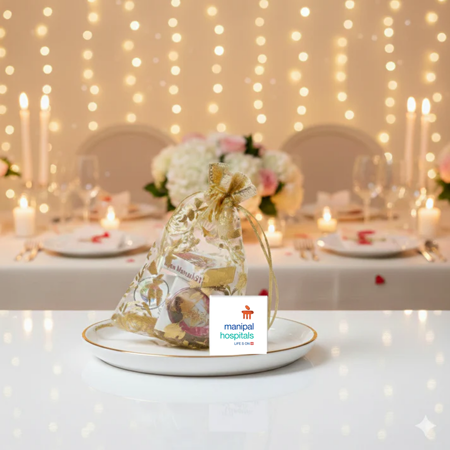 Customized Chocolate Potli Gift with Golden Wrap & Photo Print