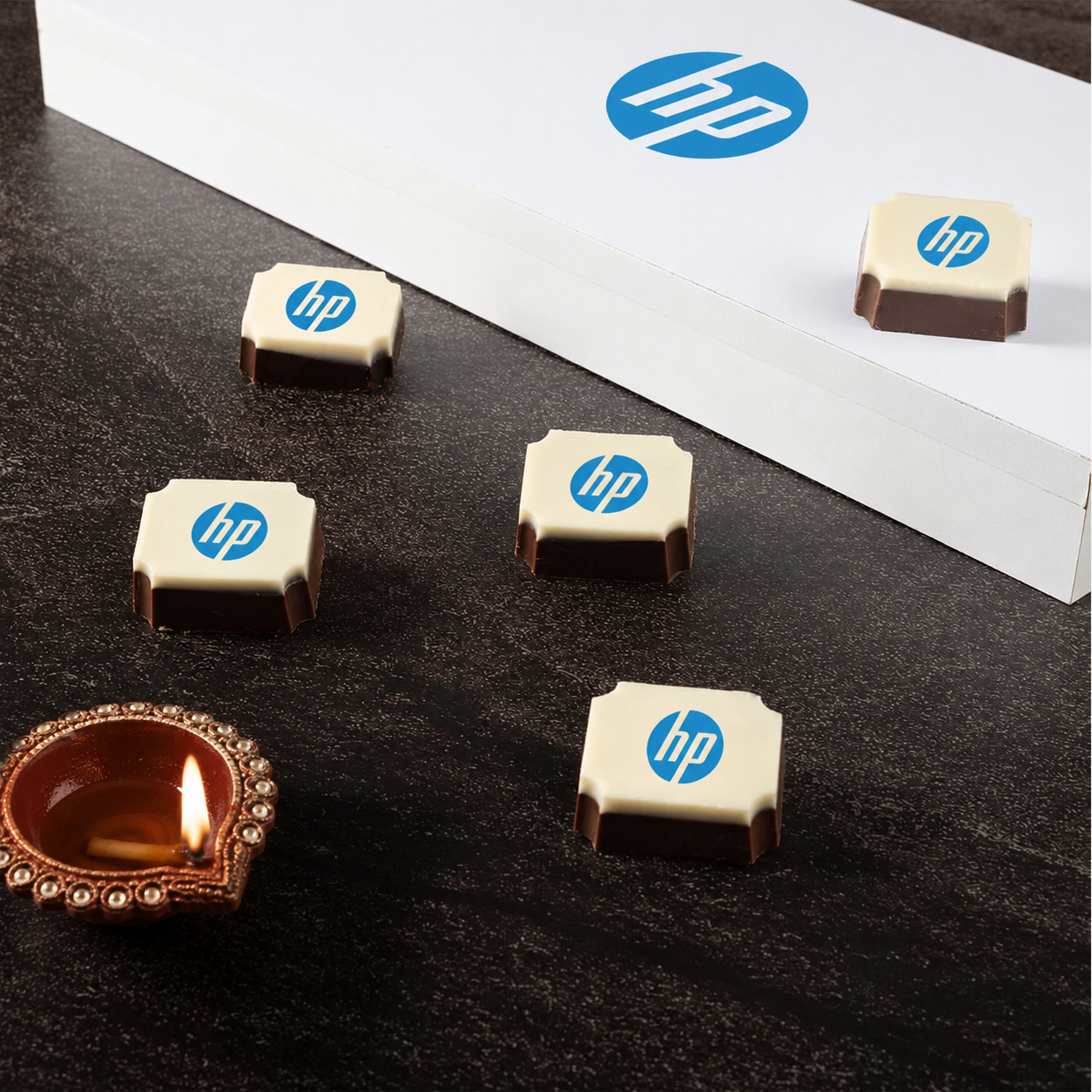 Diwali Chocolate Gift Box – 12 Chocolates  With Two Logo Printed  (Min. 10 Boxes)