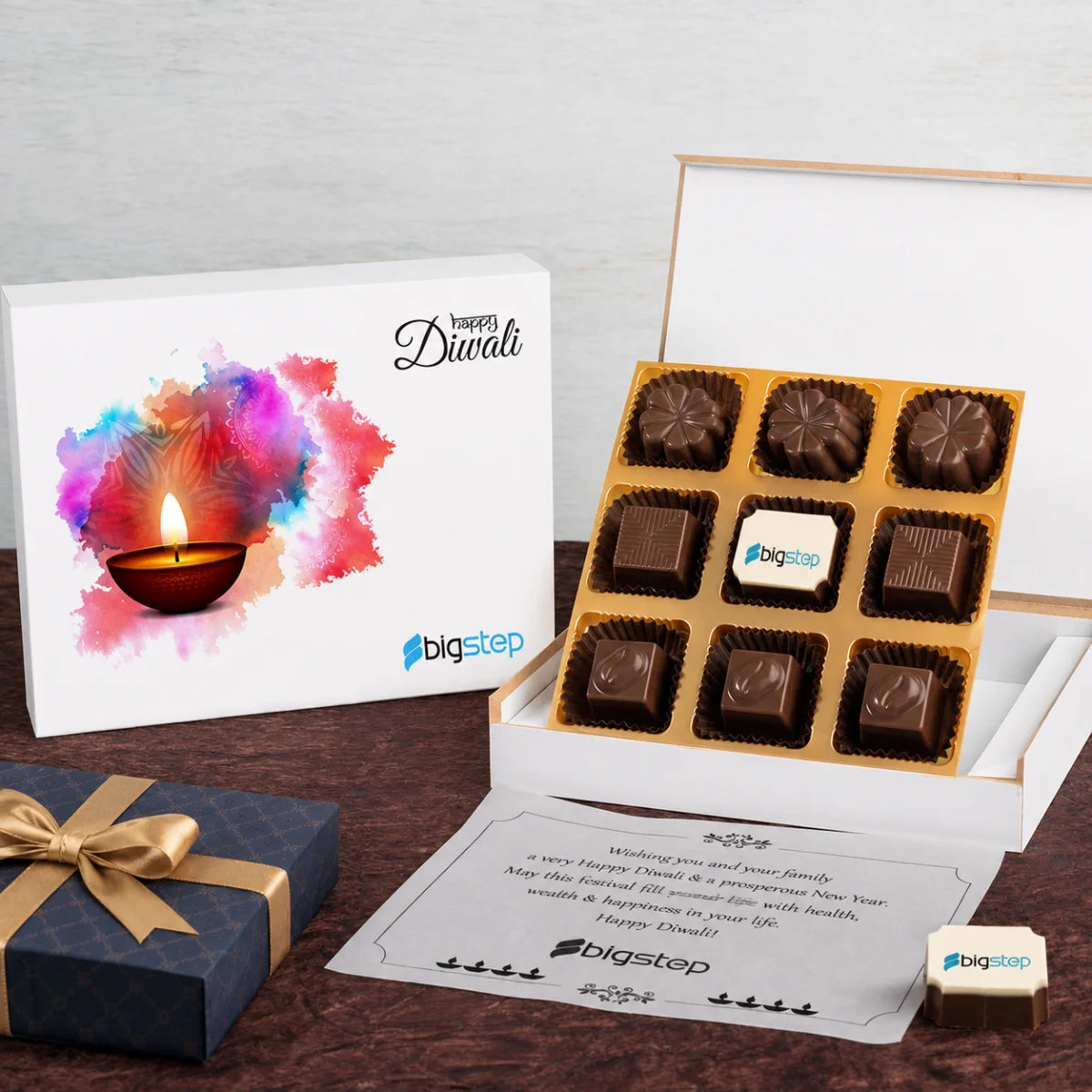 Corporate Diwali Chocolate Gift Box – 9 Chocolates | Custom One Printed | Min. 10 Boxes
