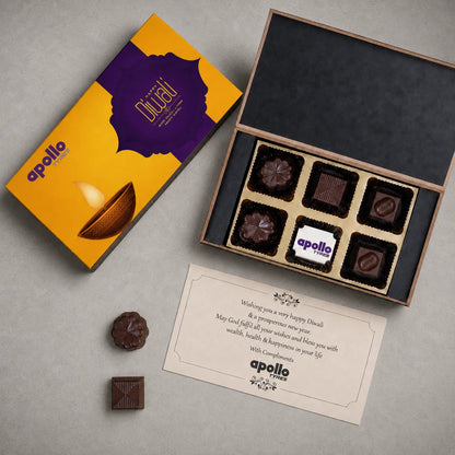 Corporate Diwali Chocolate Gift Box – 6 Chocolates | Custom Printed | Min. 10 Boxes