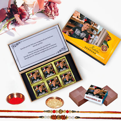 Rakhi Themed Yellowish Customised Gift For Brother