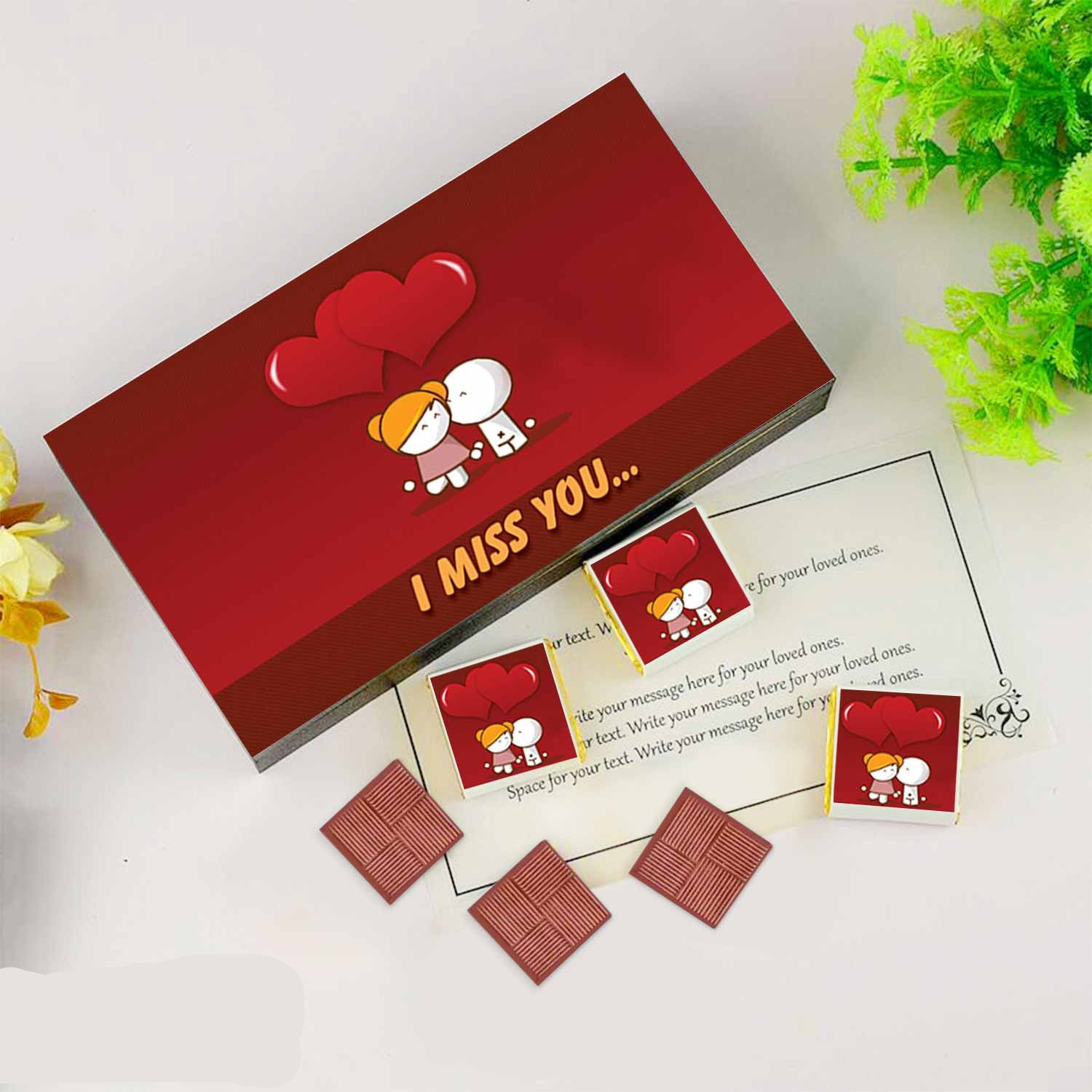 Miss You Chocolates with printed wrappers