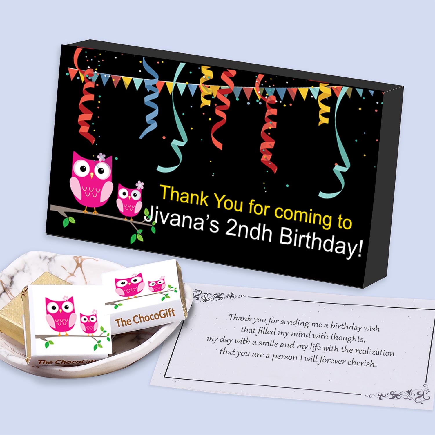 Baby mommy owls personalised birthday return gift