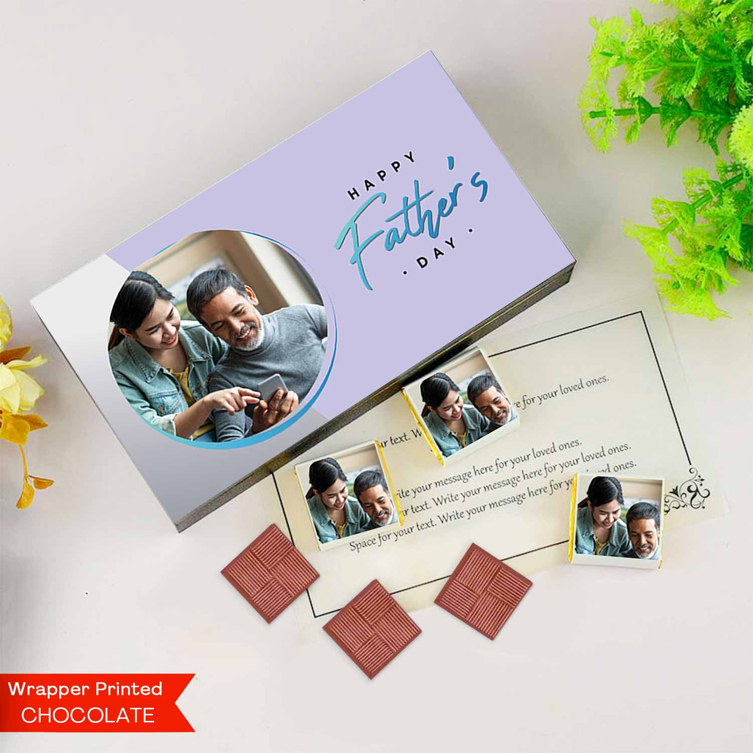 Elegant box of Printed wrapped customised chocolates for father's day