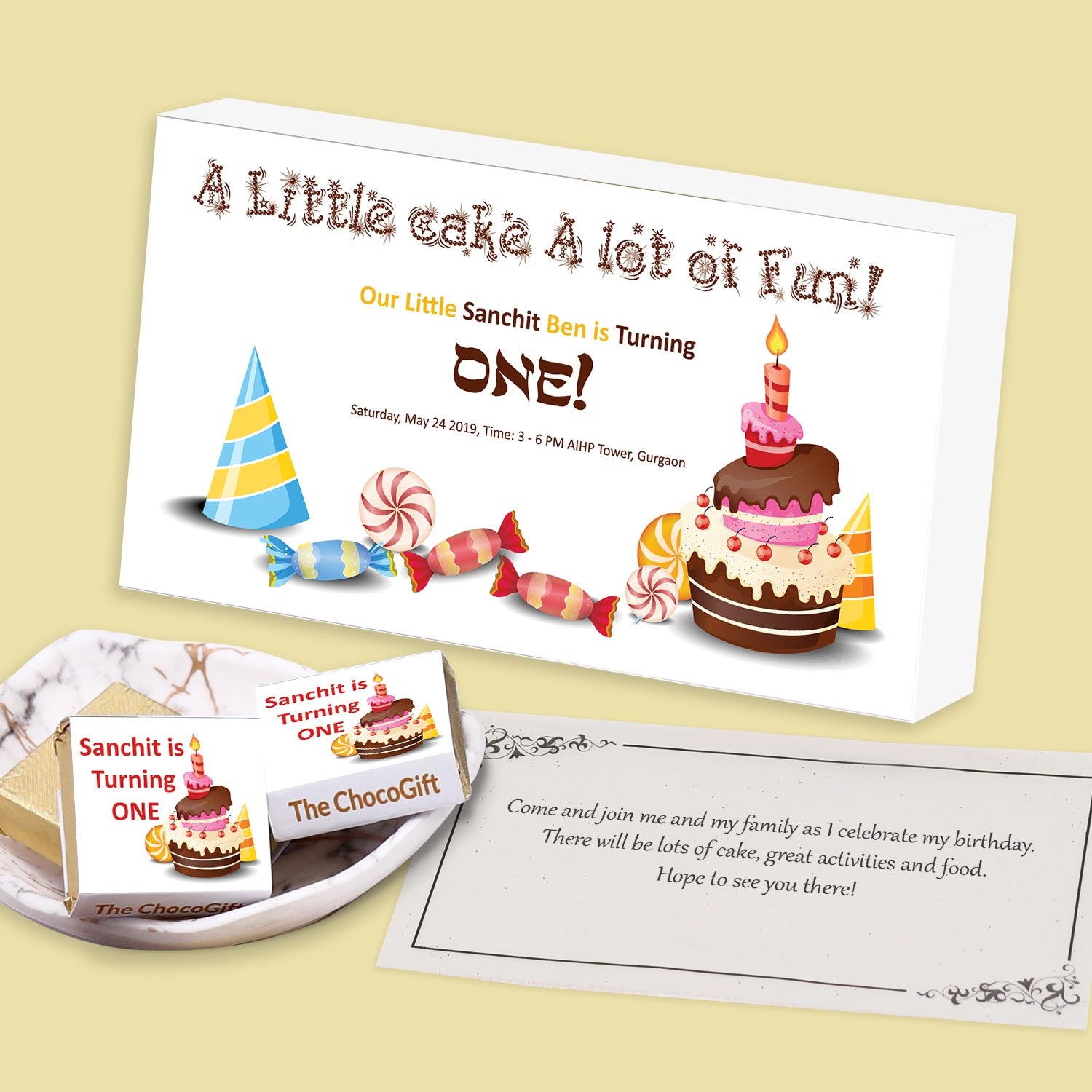 A little cake a lot of fun customised birthday invitation