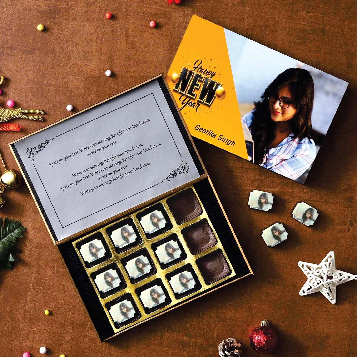 Buy New Year Chocolate Gift Box with Personalised Message