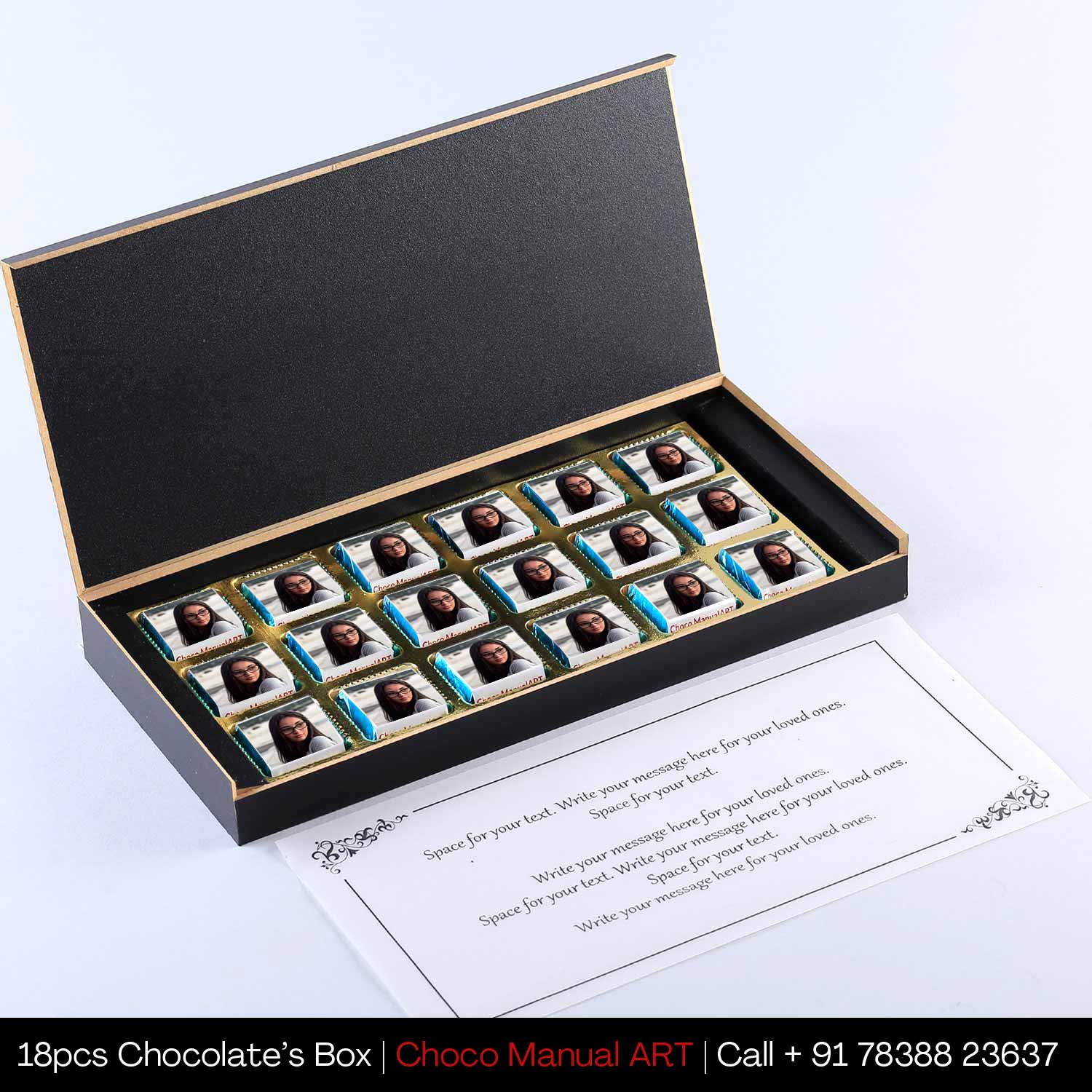 Customised gifts with name and photo printed on chocolate wrapper