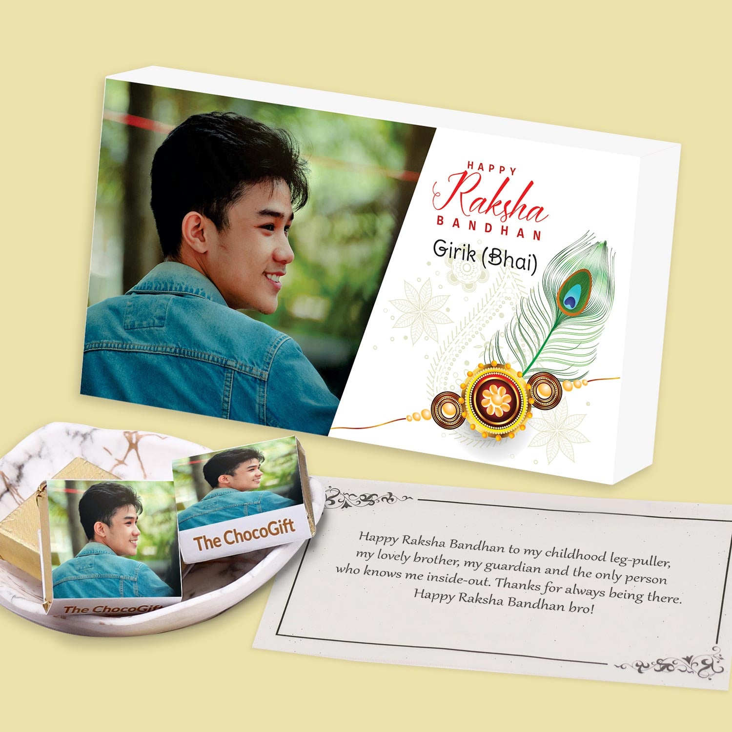 Customised chocolates gift for best brother with rakhi