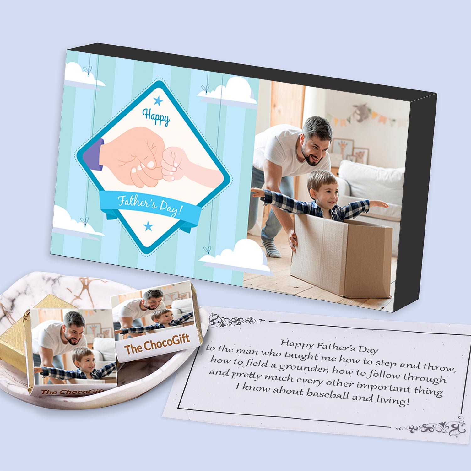 Fist bump clipart printed wrapped chocolates for father's day