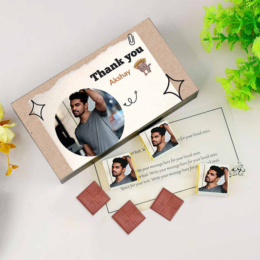 Thank you gift I  Photo/Name printed chocolate box I  Delicious chocolates I  Free shipping across India I  Elegant wooden packaging