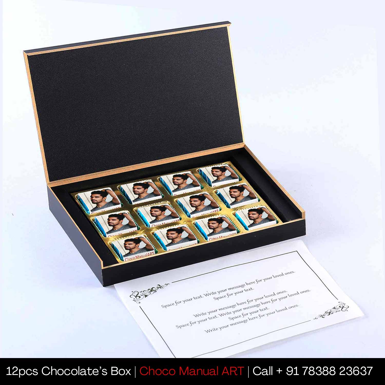 Thank you gift Chocolates I  Delicious chocolates I  Image/Name printed chocolate box I  Elegant wooden packaging I  Free shipping across India
