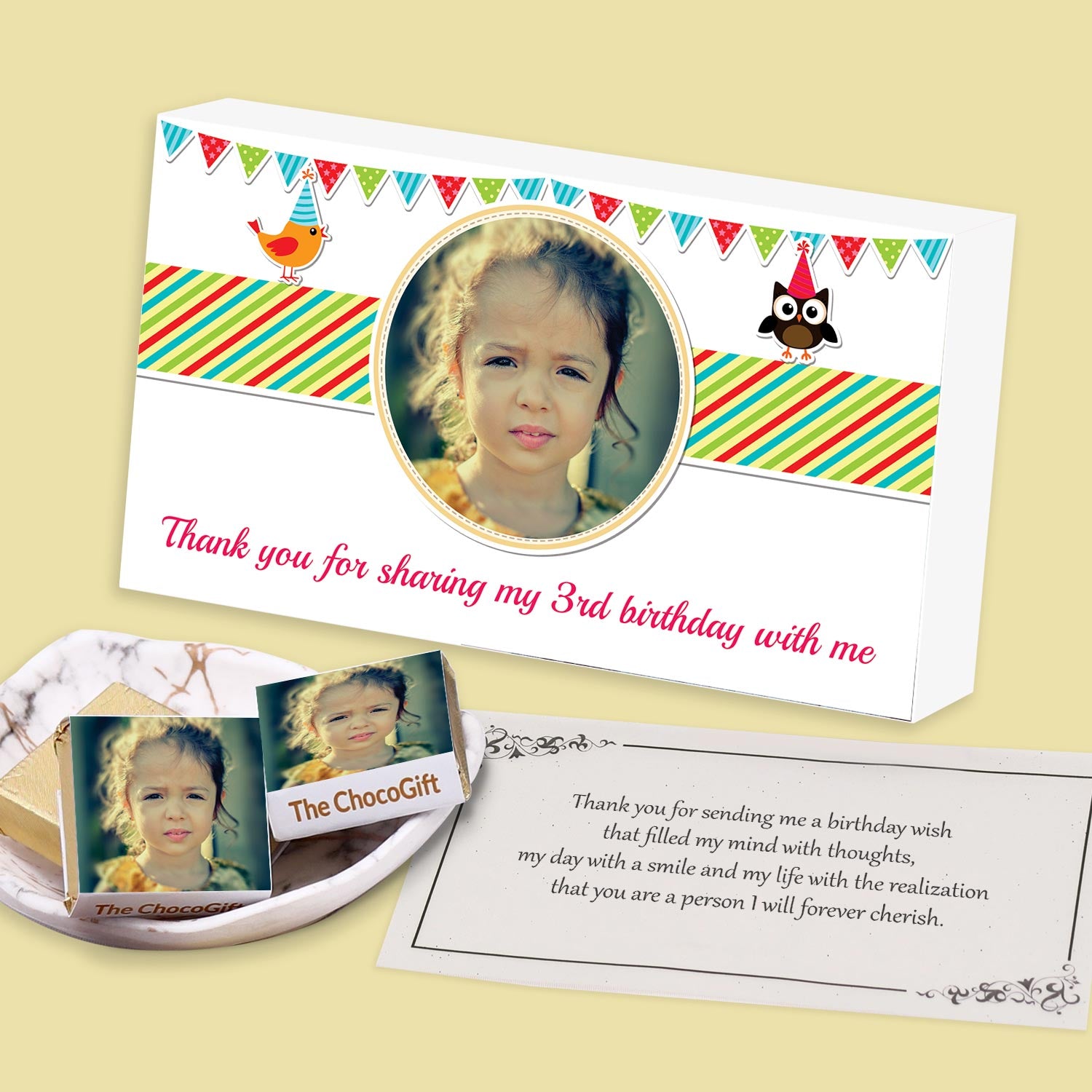 Colorful graphics printed personalised birthday return gift