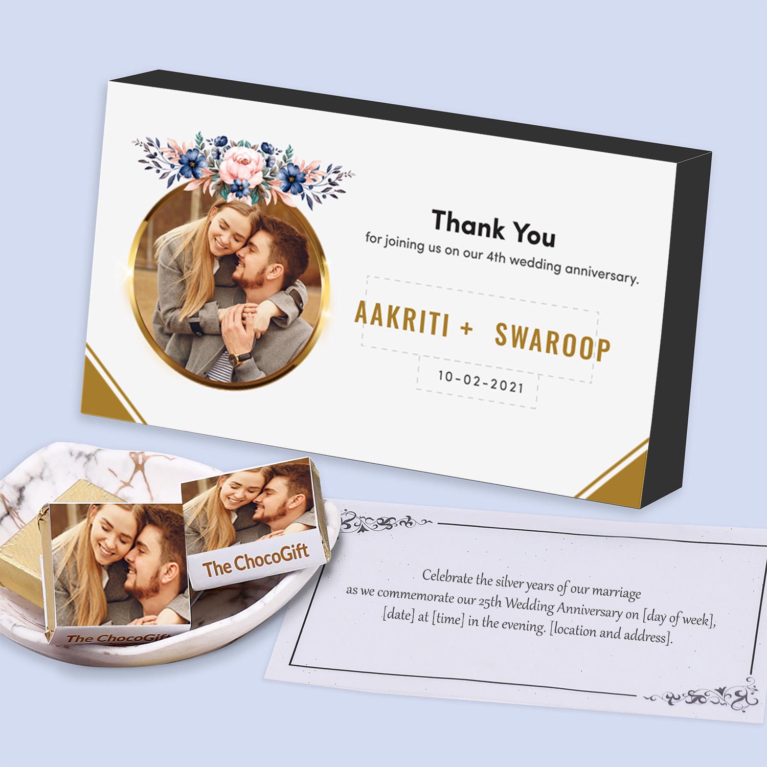 Thank You printed personalised chocolates return gift