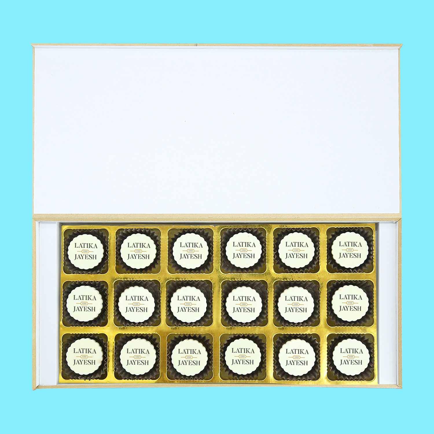 Geometric design anniversary return gift printed chocolates - Choco ManualART