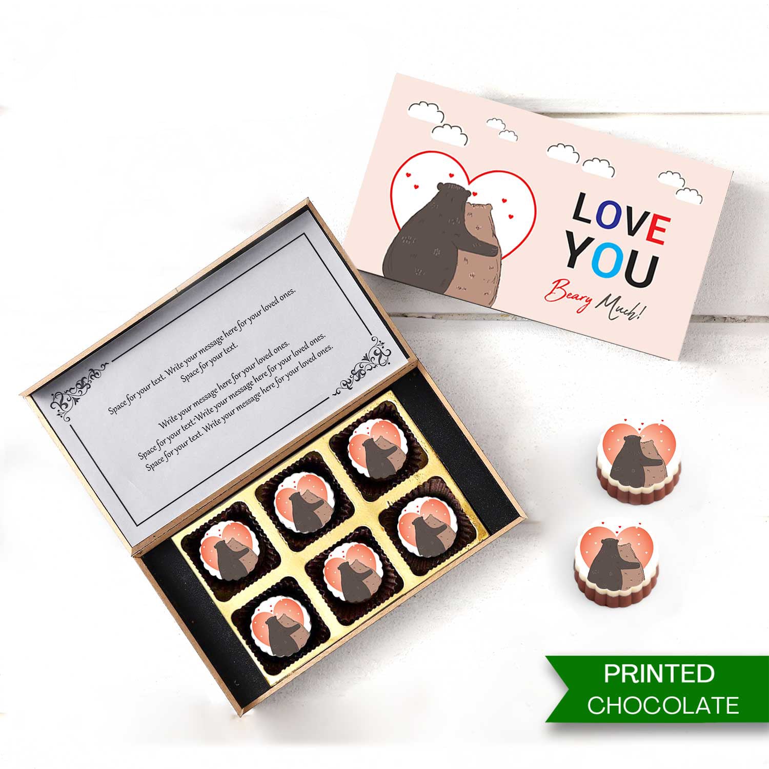 Love You Printed Chocolate Boxes with Personalisation - Choco ManualART