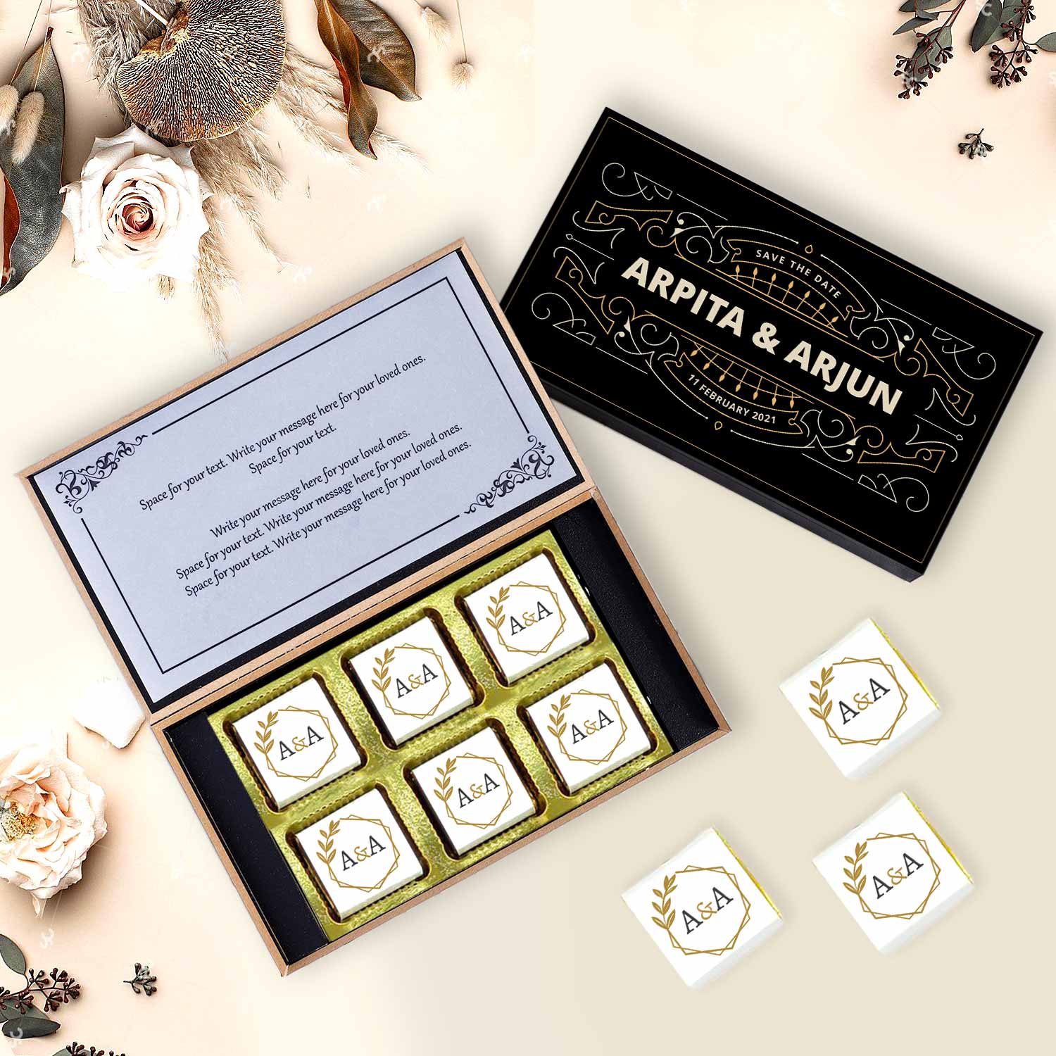 Abstract blue watercolor personalised wedding invitation.personalized chocolate box for wedding invitation. customized  chocolate box for gift.