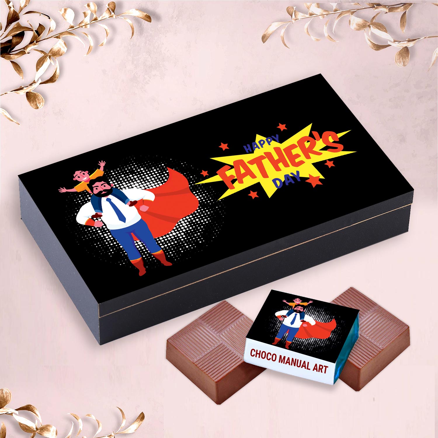 Adorable print box of wrapped Chocolates for father's day FATHER'S DAY GIFT BOX OF WRAPPED CHOCOLATES WITH ADORABLE IMAGE PRINTED BOX