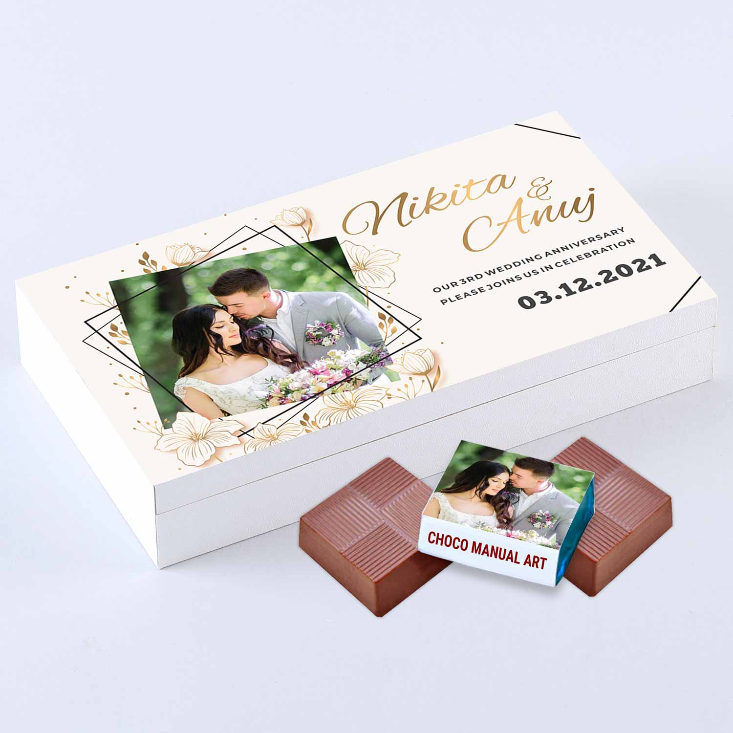 Personalised "Thank You" chocolates return gift "THANK YOU" PRINTED PERSONALIZED WRAPPED CHOCOLATES ANNIVERSARY INVITATION GIFT.