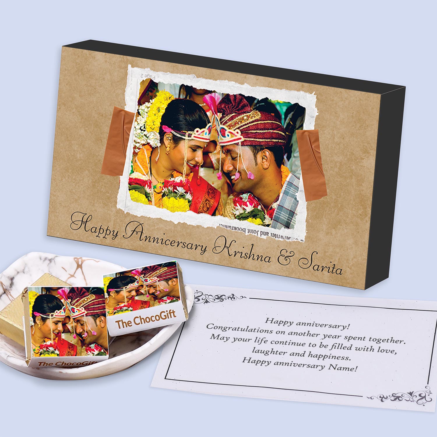 Customizable unique and premium personalised chocolate gifts For Wedding Anniversary