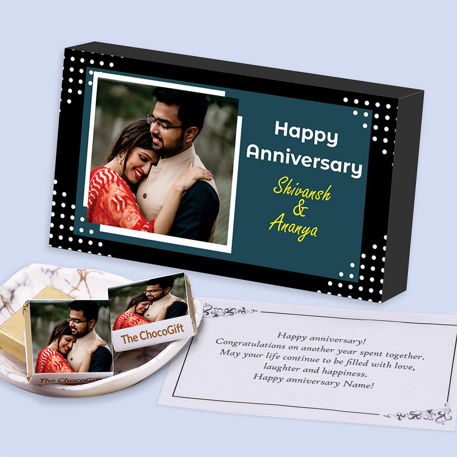 Personalized Message Photo and Name Printed Chocolate Gifts For Anniversary Gifts