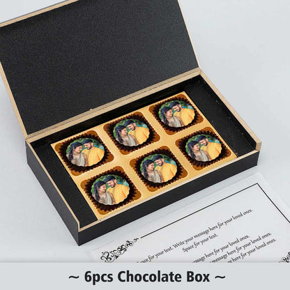 Photo printed box with appealing design and names printed chocolates
