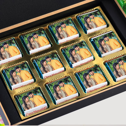 	Anniversary chocolates gift with name Printed wrappers .Gift items for anniversary.