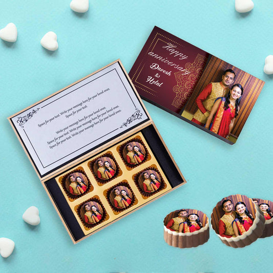 photo printed with elegant design on wooden box of chocolates