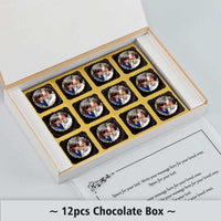 Photo printed chocolates with decorative floral design on box