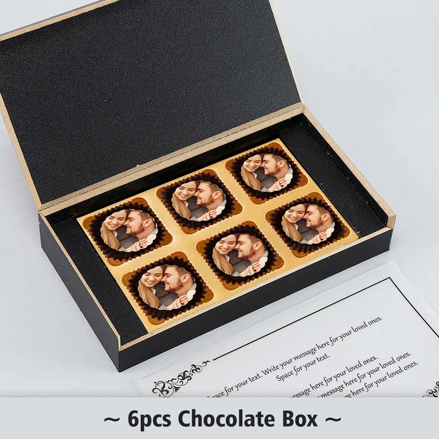 Black Elegant Box names Printed Chocolates Anniversary Invite