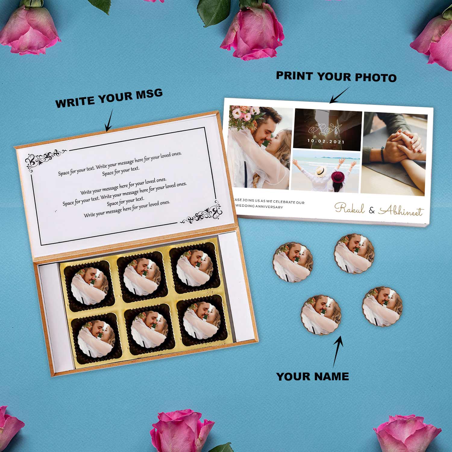 Photo collage Personalised Chocolates Anniversary Invitation
