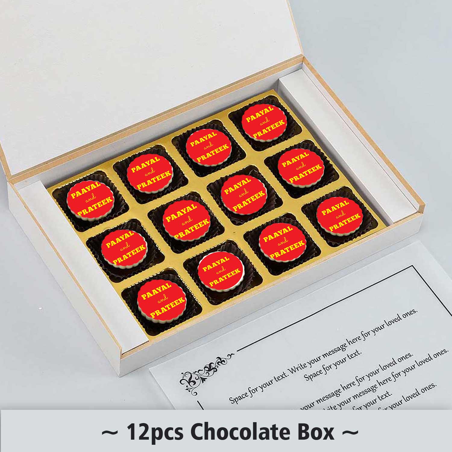 Red & Yellow Names Printed Chocolates Anniversary Invitation