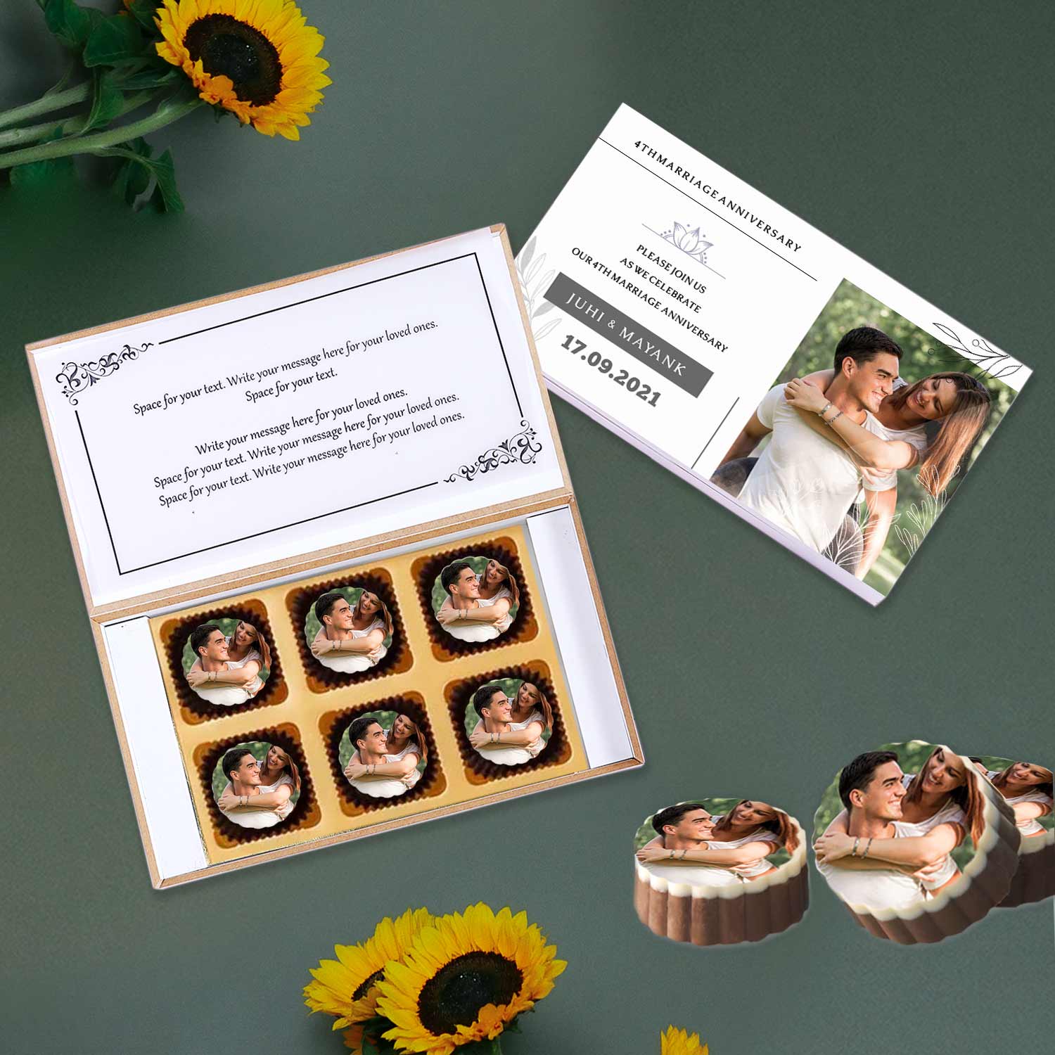 Lotus names Printed Chocolates Anniversary Invite