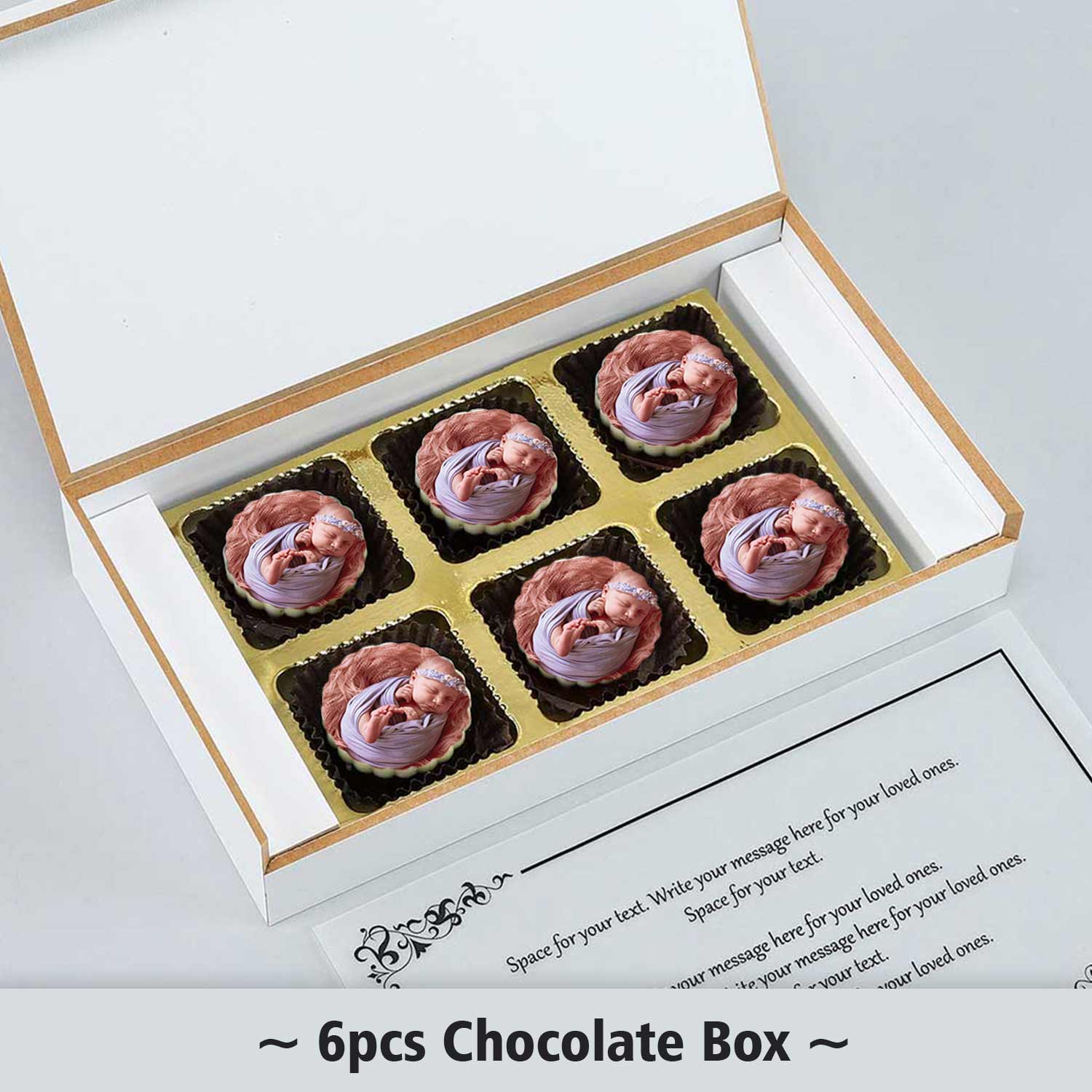 Sleeping with moon & star photo printed chocolates baby announcement
