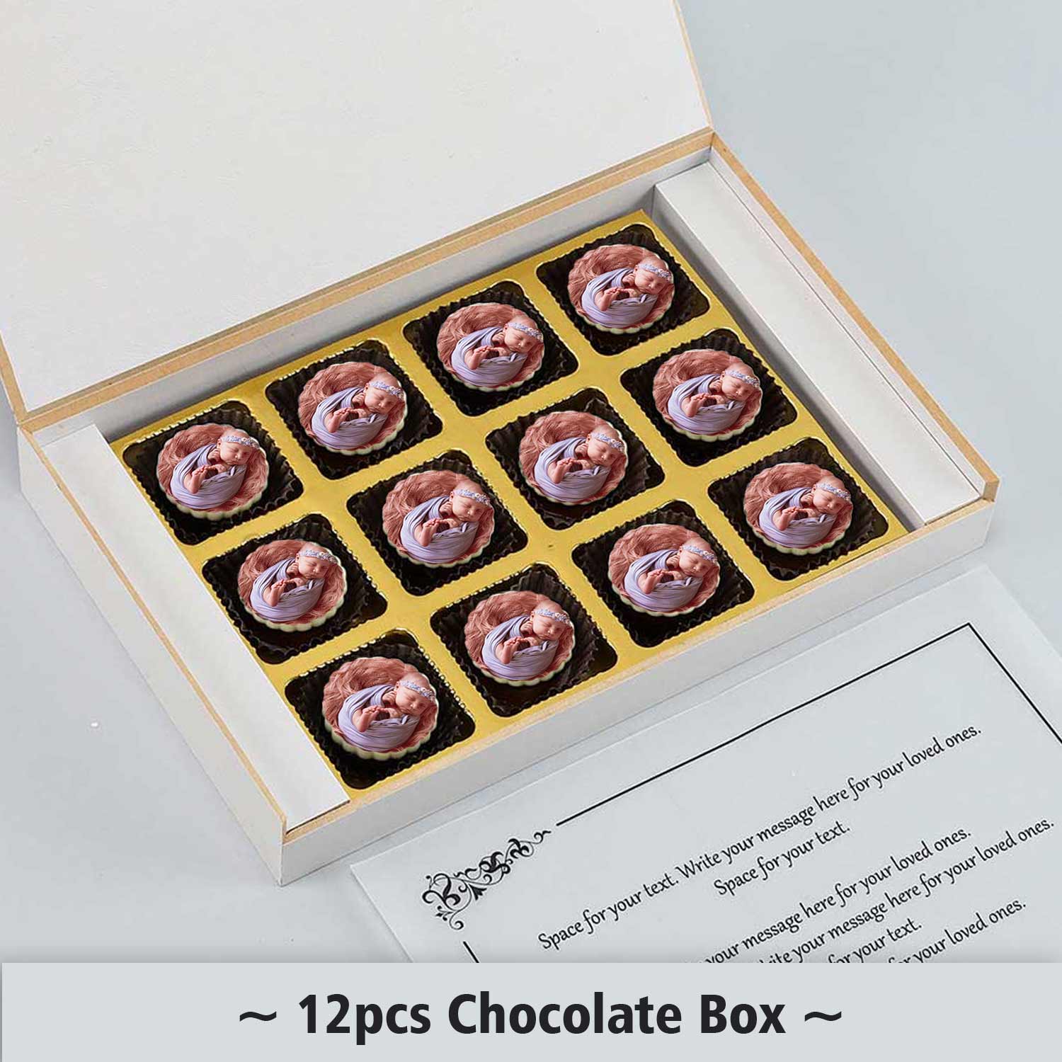 Sleeping with moon & star photo printed chocolates baby announcement
