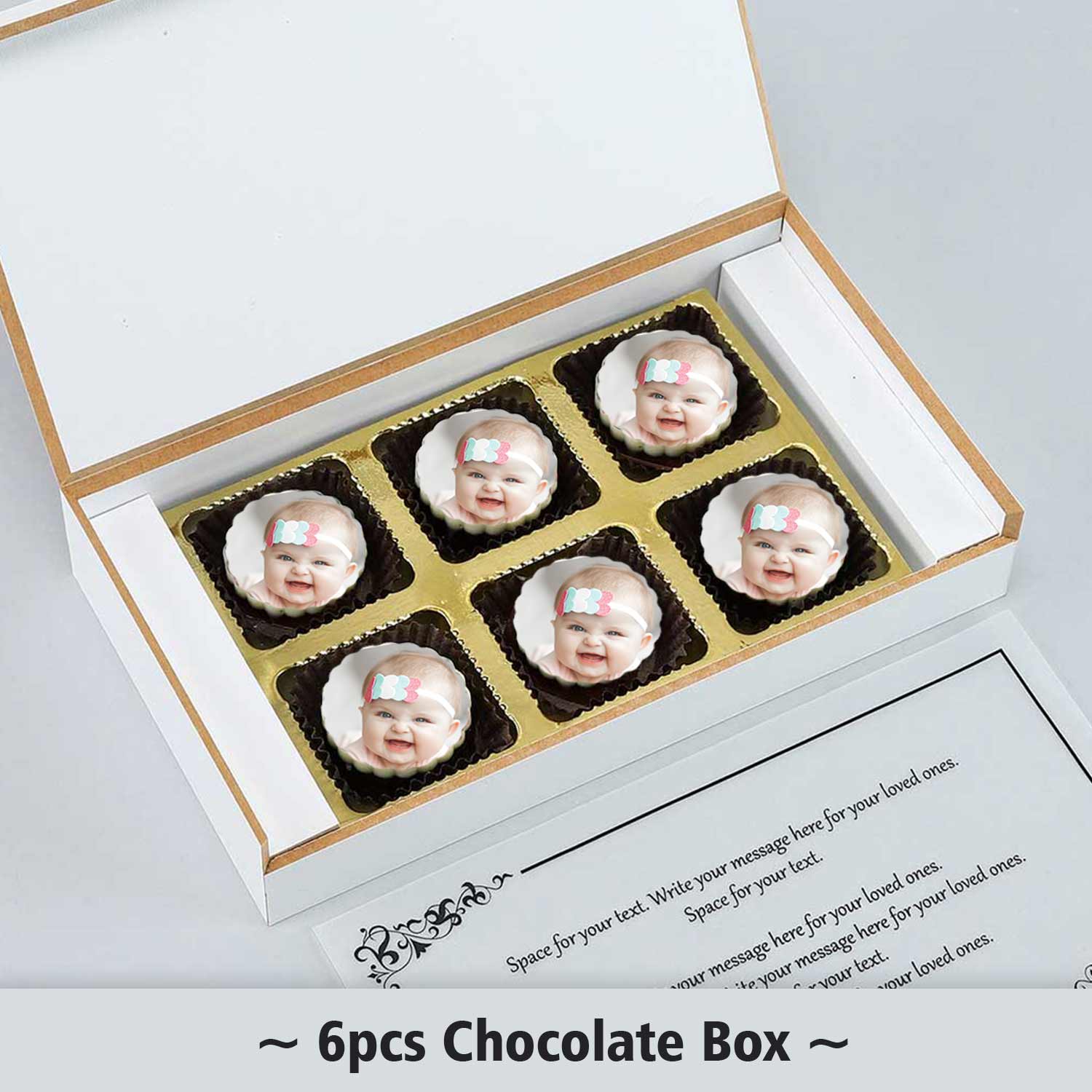 Floral framed photo printed chocolates baby announcement