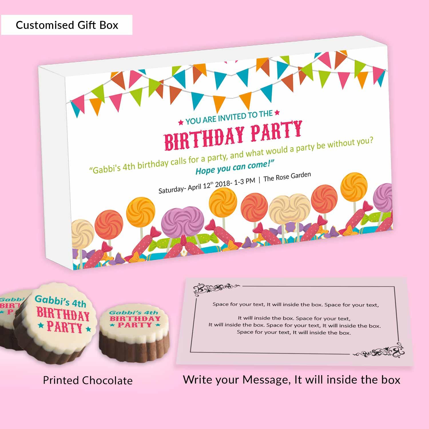 Candies & Toffees birthday personalised invitation - Choco ManualART