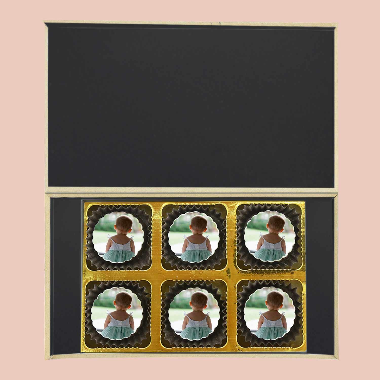 Red ribbon Photo Printed Chocolates birthday invitation - Choco ManualART