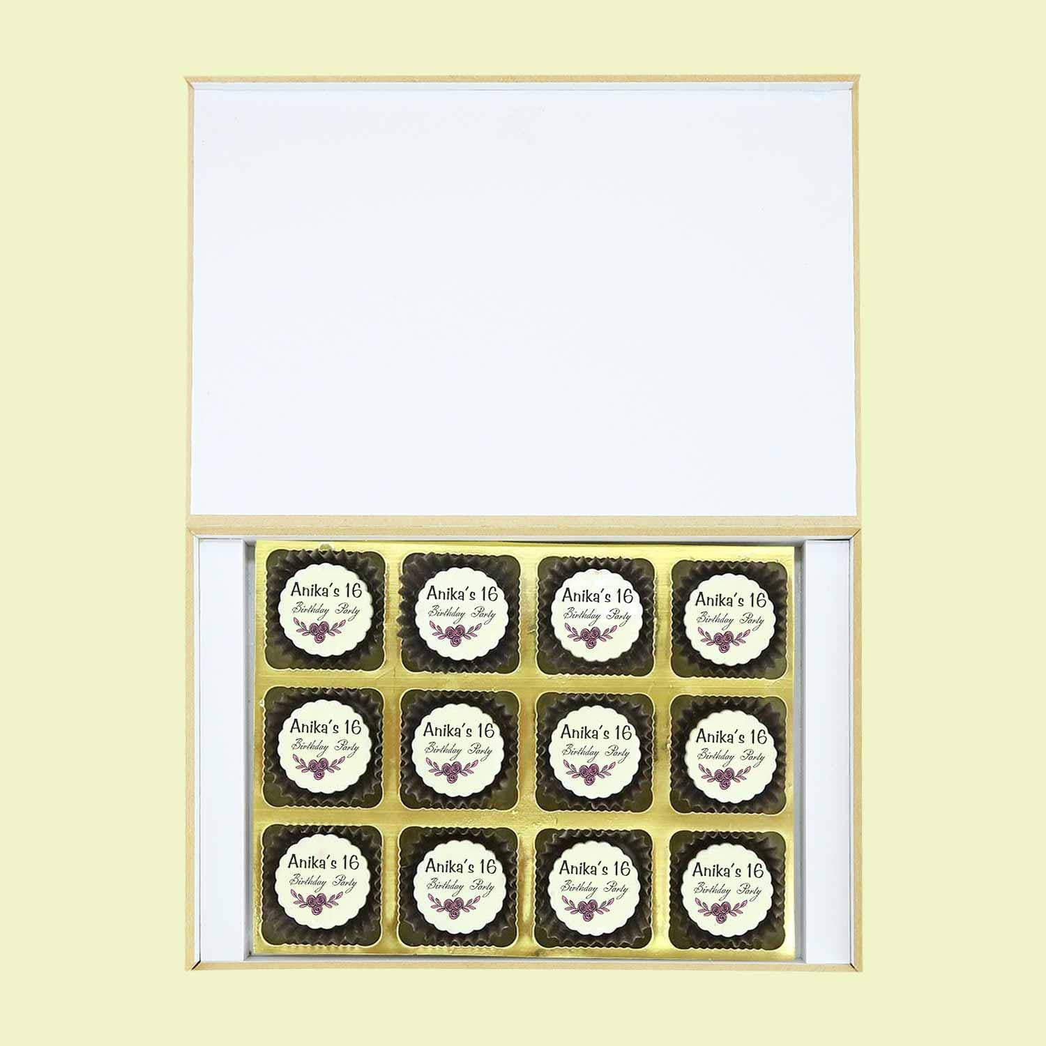 White Elegant Box of Printed Chocolates Birthday Invitation - Choco ManualART