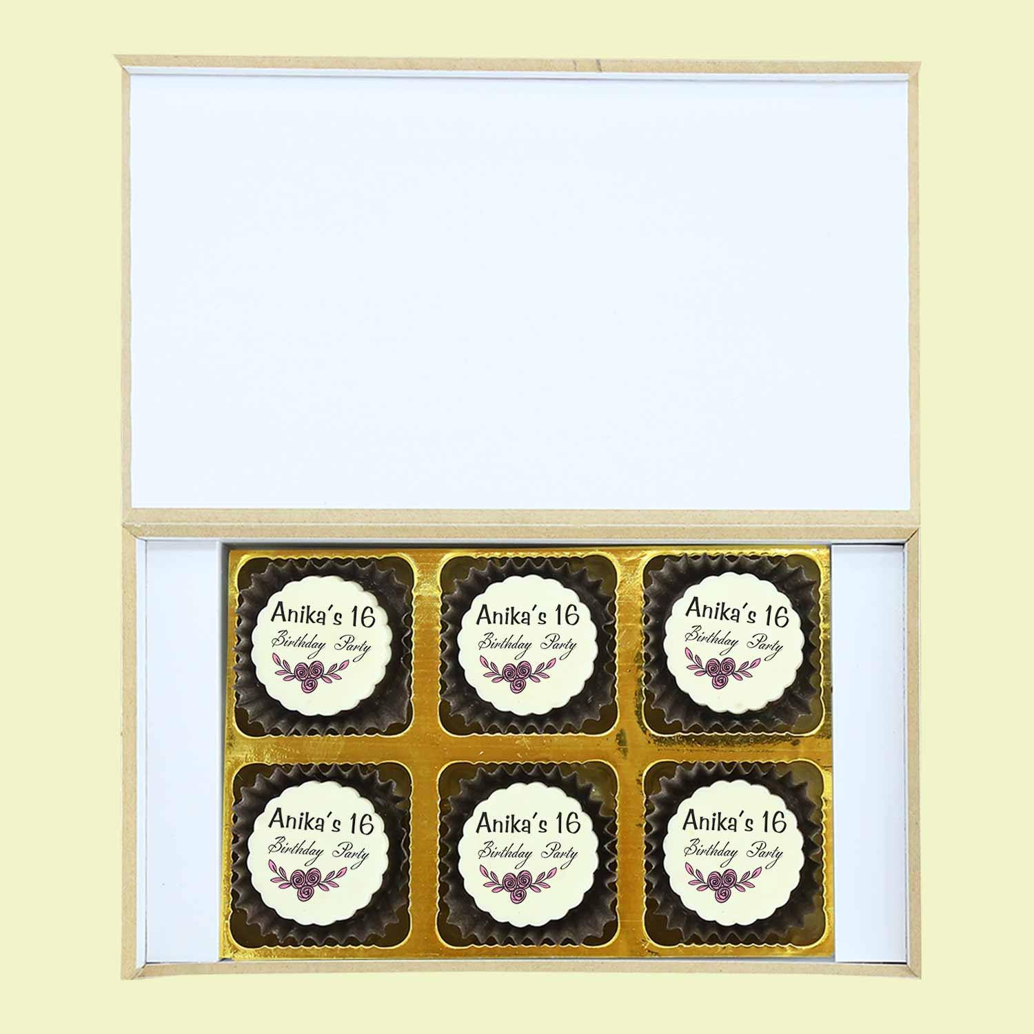 White Elegant Box of Printed Chocolates Birthday Invitation - Choco ManualART