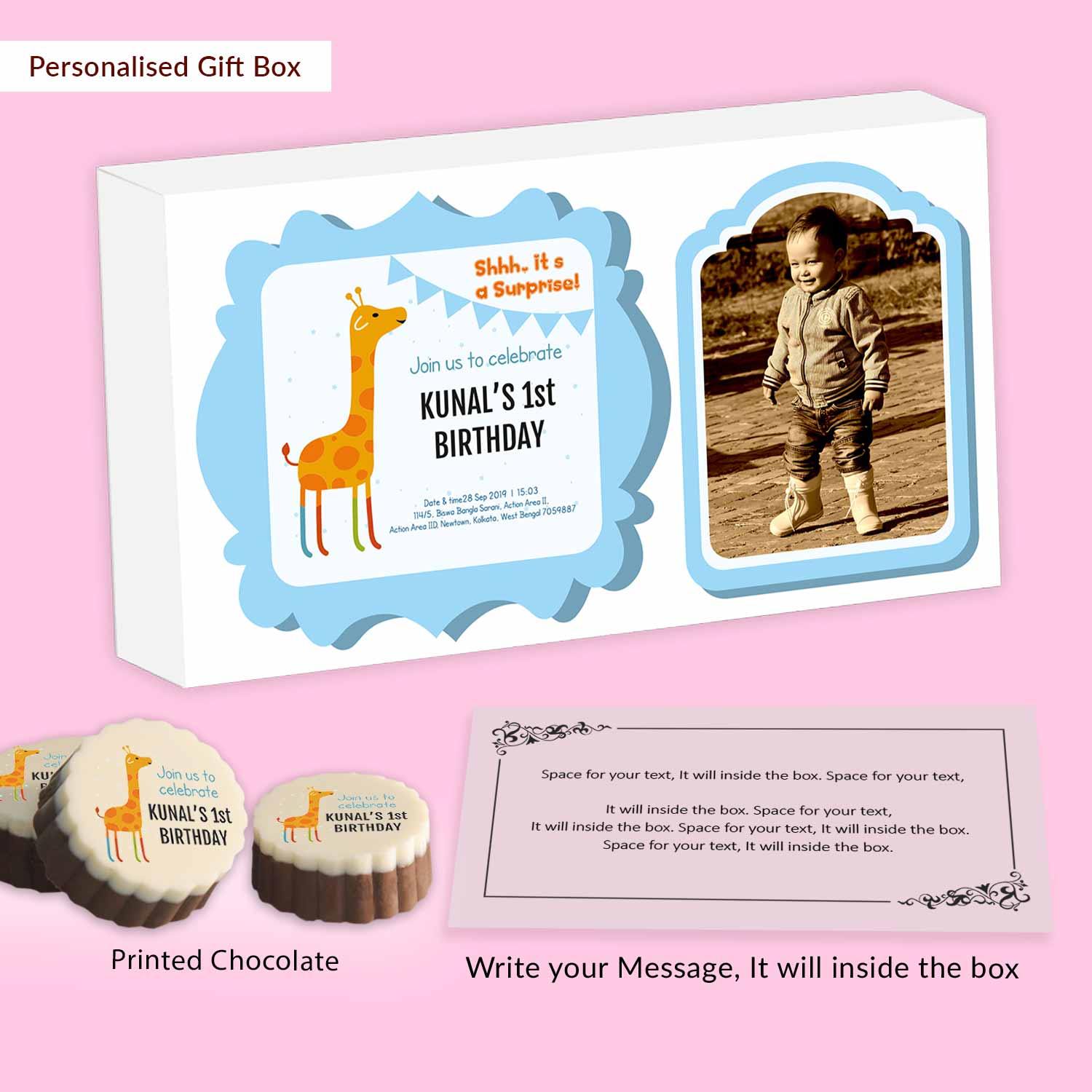 Giraffe Clipart Printed Chocolates birthday invitation - Choco ManualART