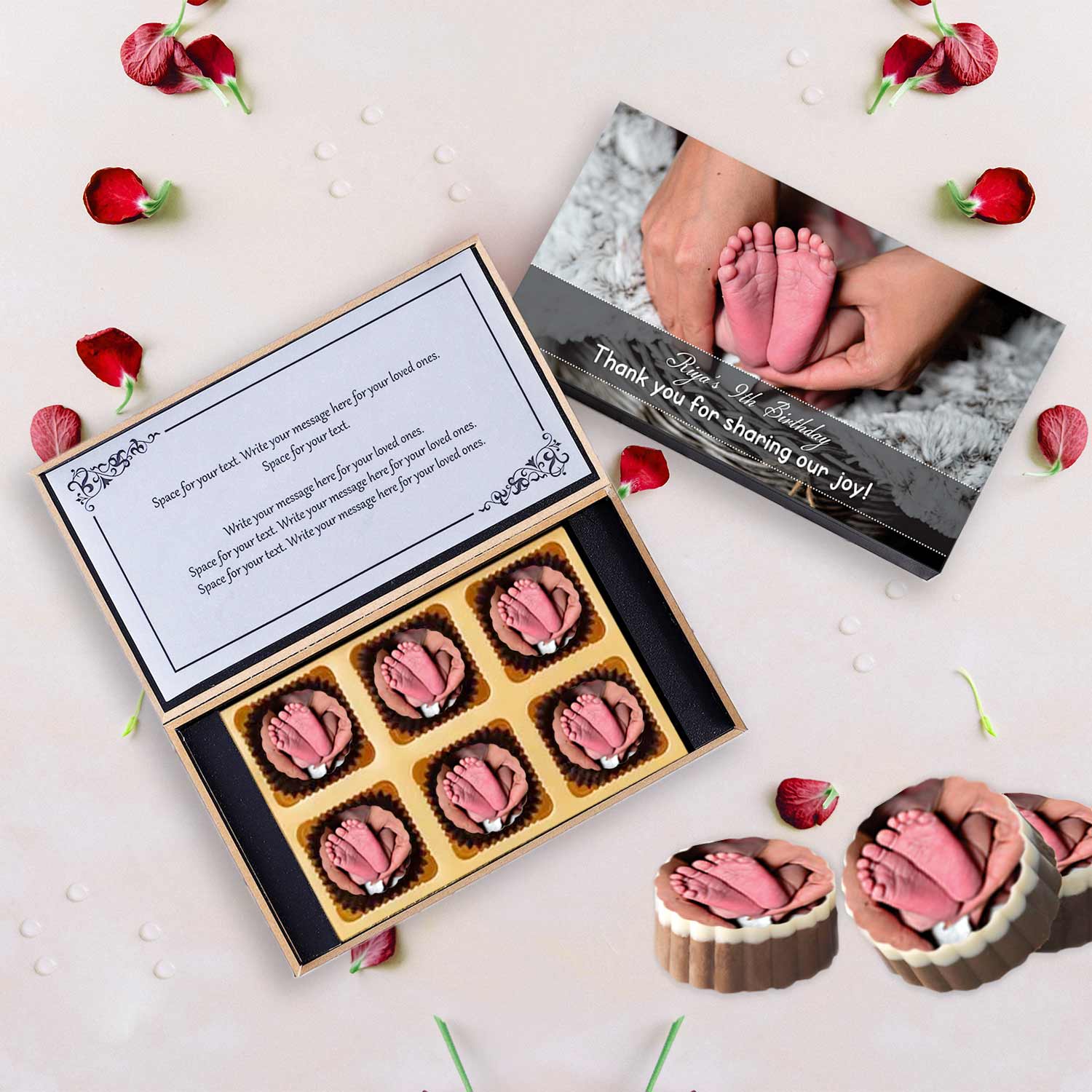Little feet printed chocolates birthday return gift