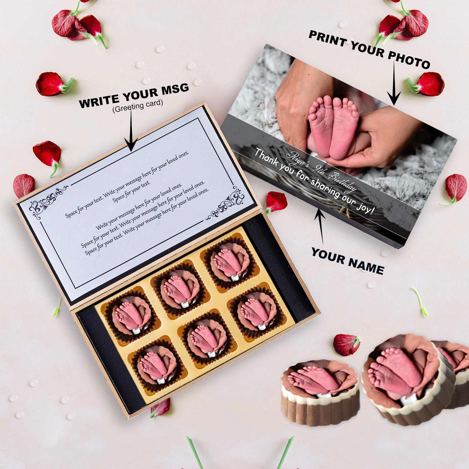 Little feet printed chocolates birthday return gift