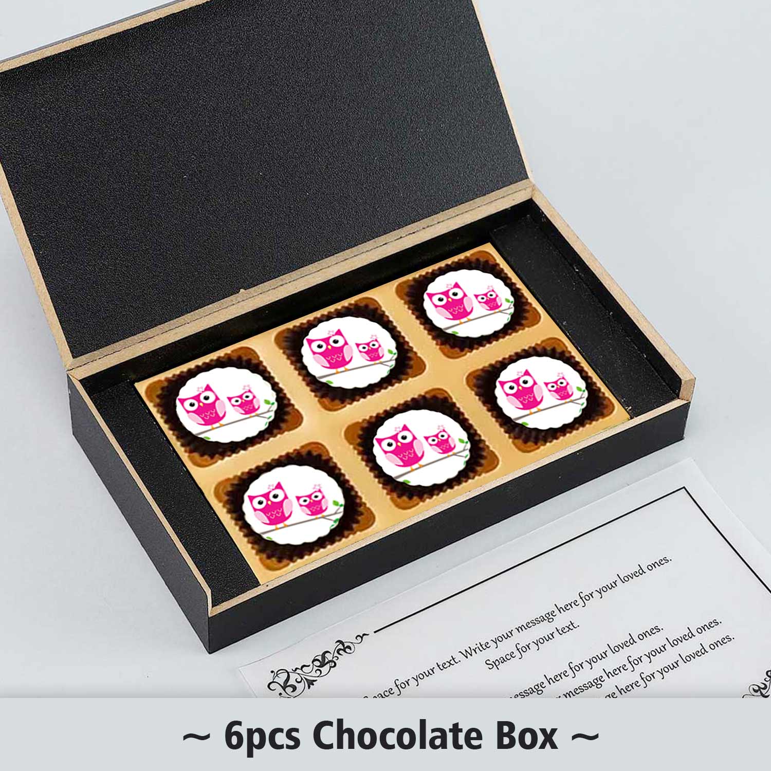 Black elegant box of printed chocolates birthday return gift